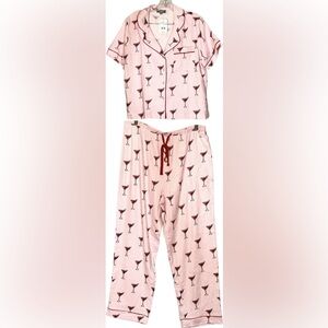 Loft sleep NWT Large pj set pink martini glass